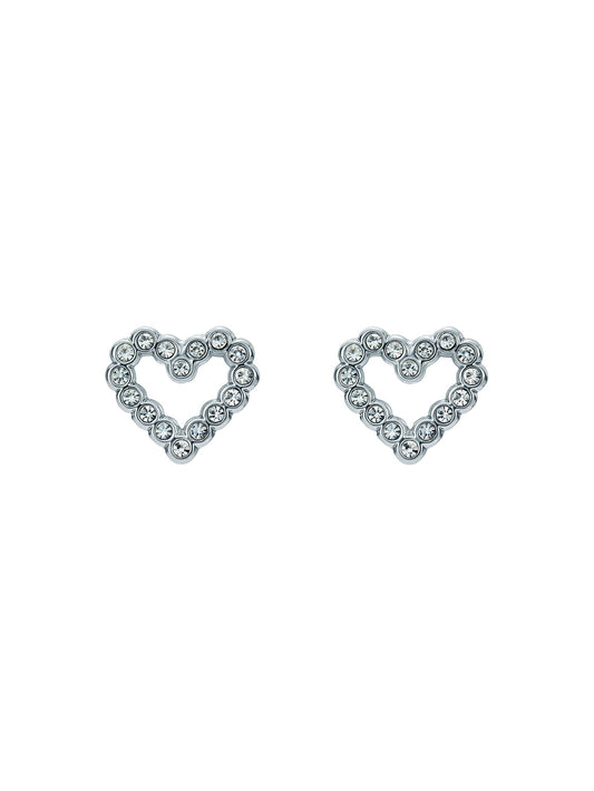Women's Amorina Silver Crystal Halo Heart Stud Earrings