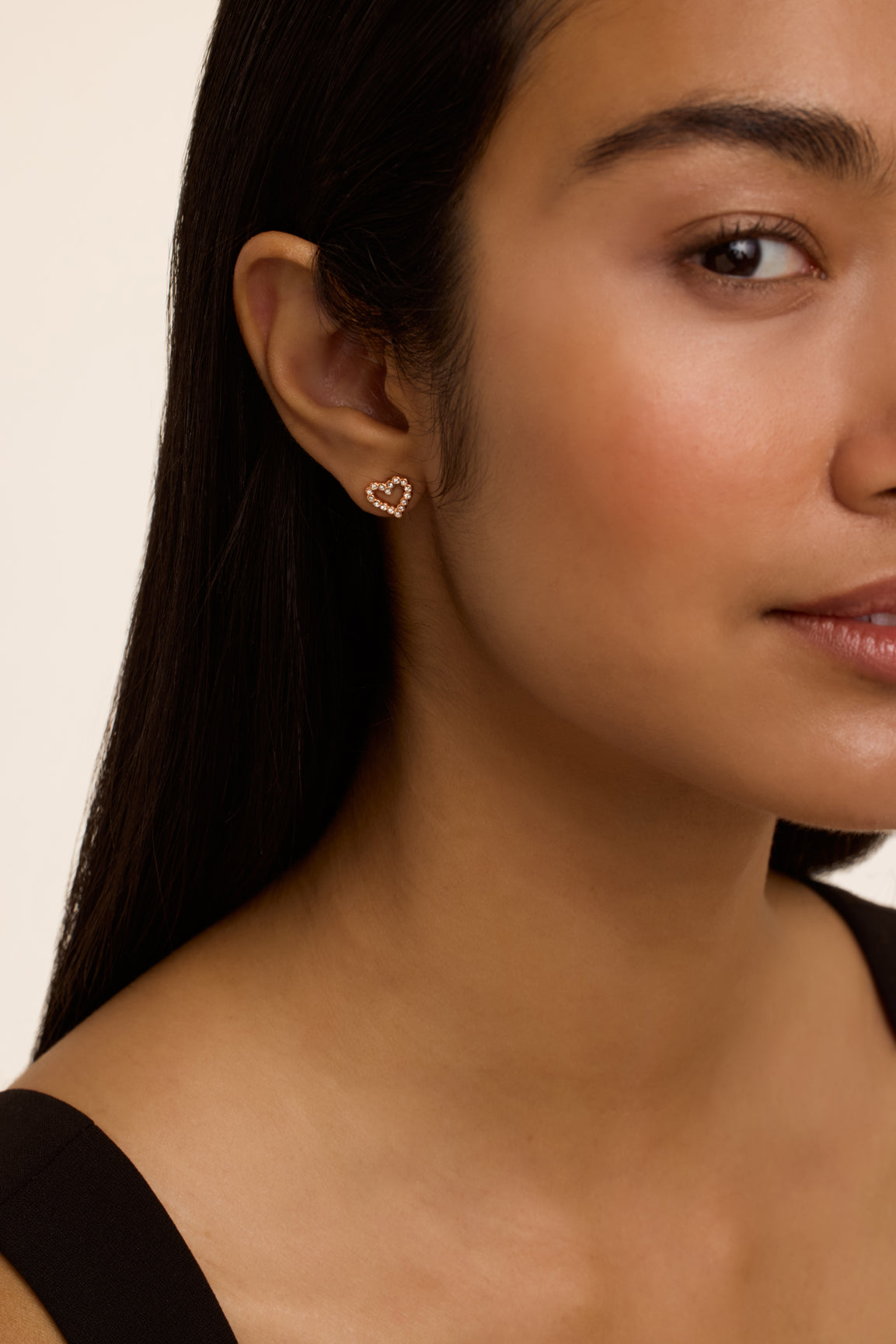 Women's Amorina Rosegold Crystal Halo Heart Stud Earrings