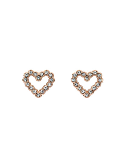 Women's Amorina Rosegold Crystal Halo Heart Stud Earrings