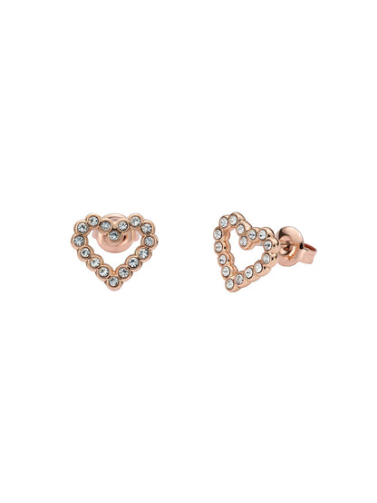 Women's Amorina Rosegold Crystal Halo Heart Stud Earrings