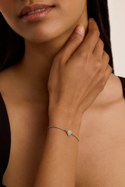 Women's Adoria Silver Crystal Sweetheart Adjustable Bracelet