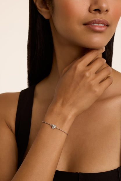 Women's Adoria Silver Crystal Sweetheart Adjustable Bracelet