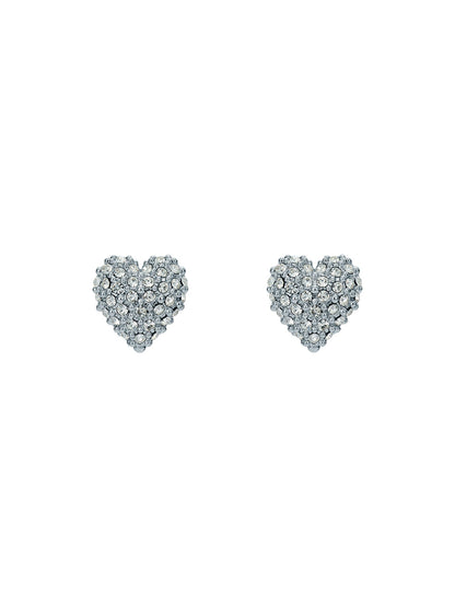 Women's Adoraa Silver Crystal Sweetheart Stud Earrings