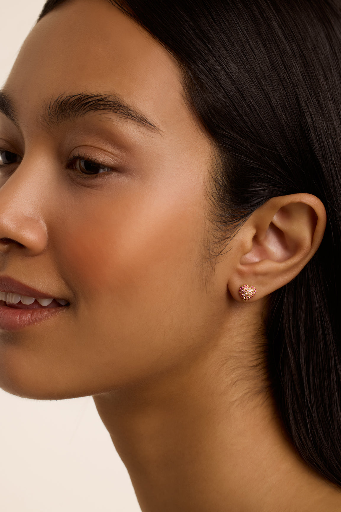 Women's Adoraa Lt-Pink Crystal Sweetheart Stud Earrings