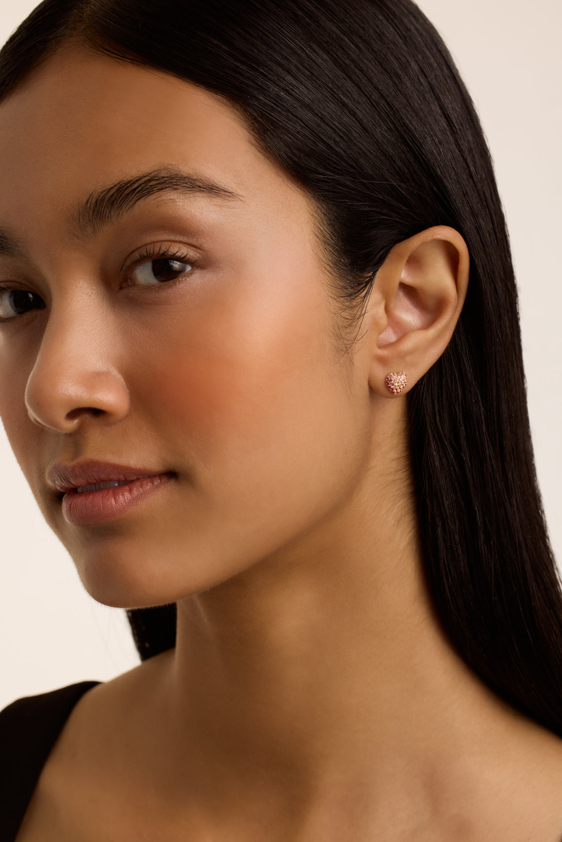Women's Adoraa Lt-Pink Crystal Sweetheart Stud Earrings