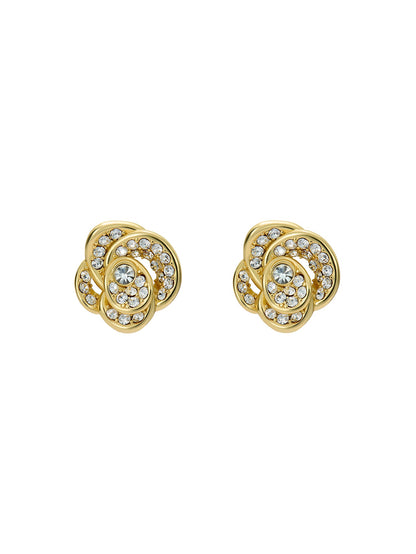 Women's Florine Gold Crystal Flower Stud Earrings