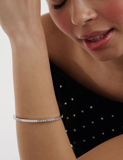 CLAUDIA: Narrow Crystal Hinged Bangle Bracelet
