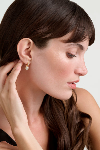 Women's PARI: Pave Crystal Padlock Huggie Earrings