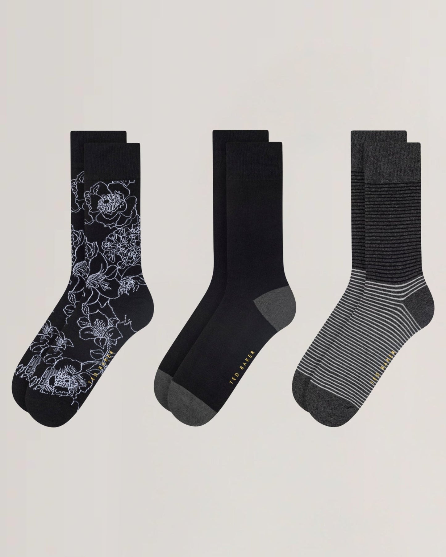 Mens TERRYG-3 PACK COTTON SOCKS GIFT SET Black