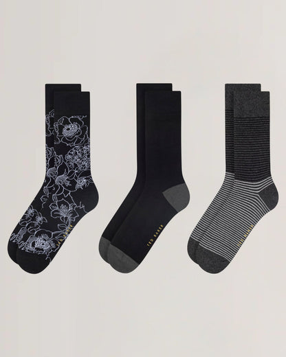Mens TERRYG-3 PACK COTTON SOCKS GIFT SET Black