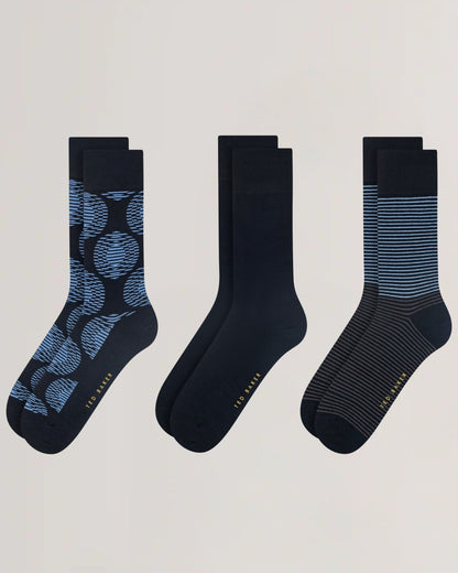 Mens TERRYG-3 PACK COTTON SOCKS GIFT SET Blue