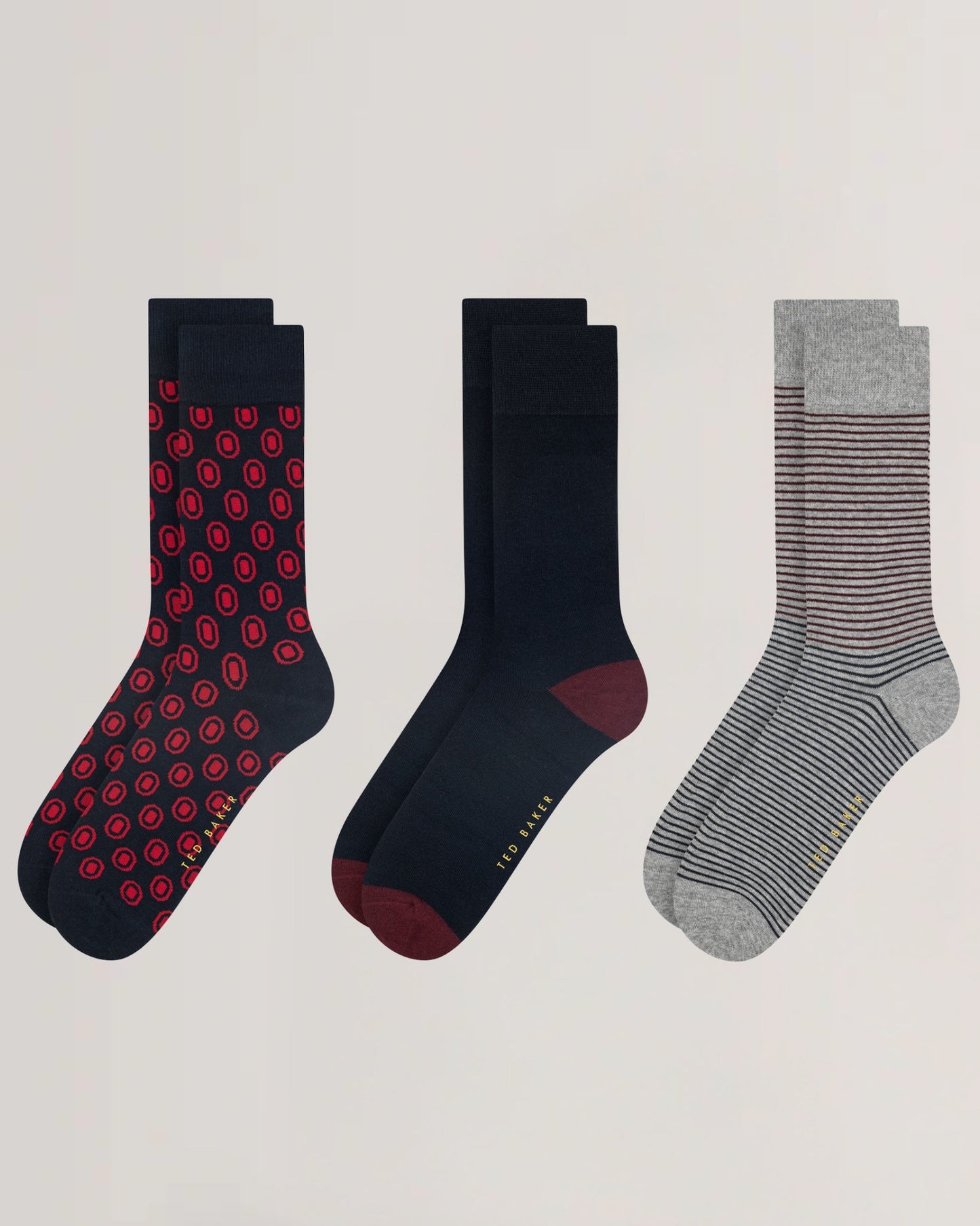 Mens TERRYG-3 PACK COTTON SOCKS GIFT SET Red