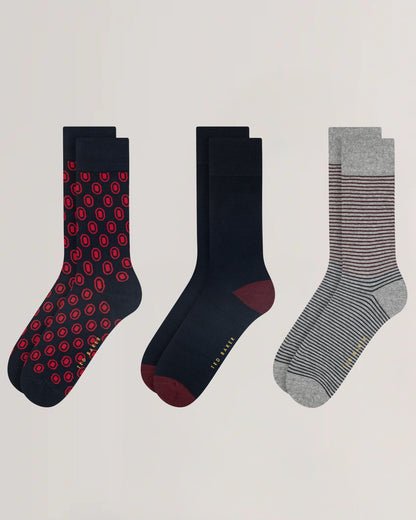 Mens TERRYG-3 PACK COTTON SOCKS GIFT SET Red