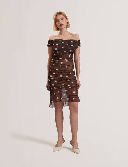 Women's TILDAHH-Cross Over Neck Printed Mesh