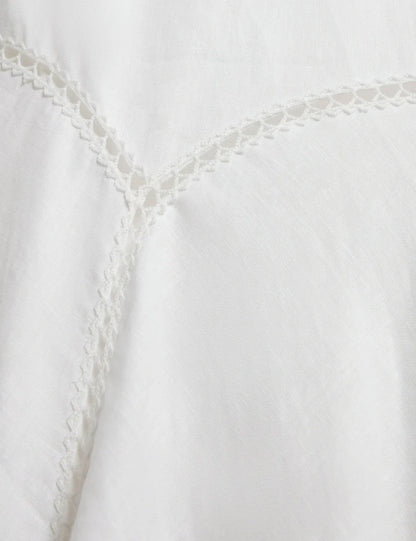 Women's ULIAA-Asymmetric Trim Detail Linen Midi Dress