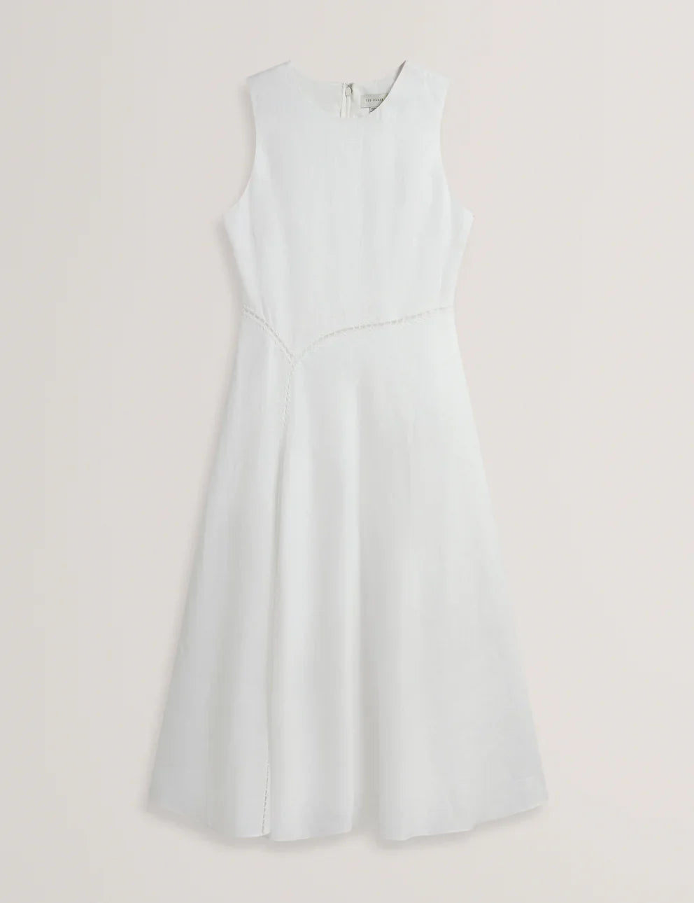 Women's ULIAA-Asymmetric Trim Detail Linen Midi Dress