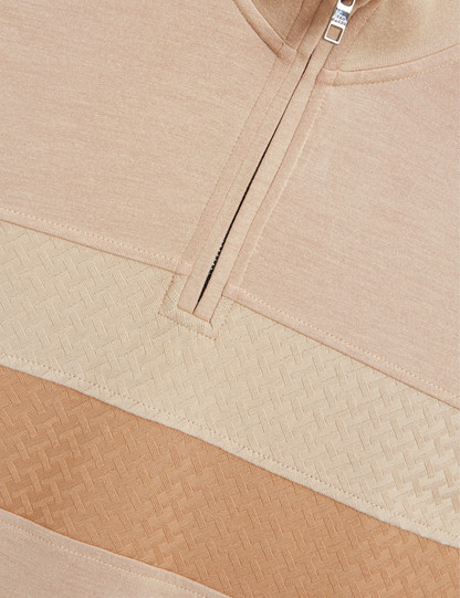 VIKTORO: T Stitch Contrast Panel Half-Zip