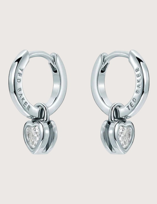 HARPER: Mini Crystal Heart Huggie Earrings