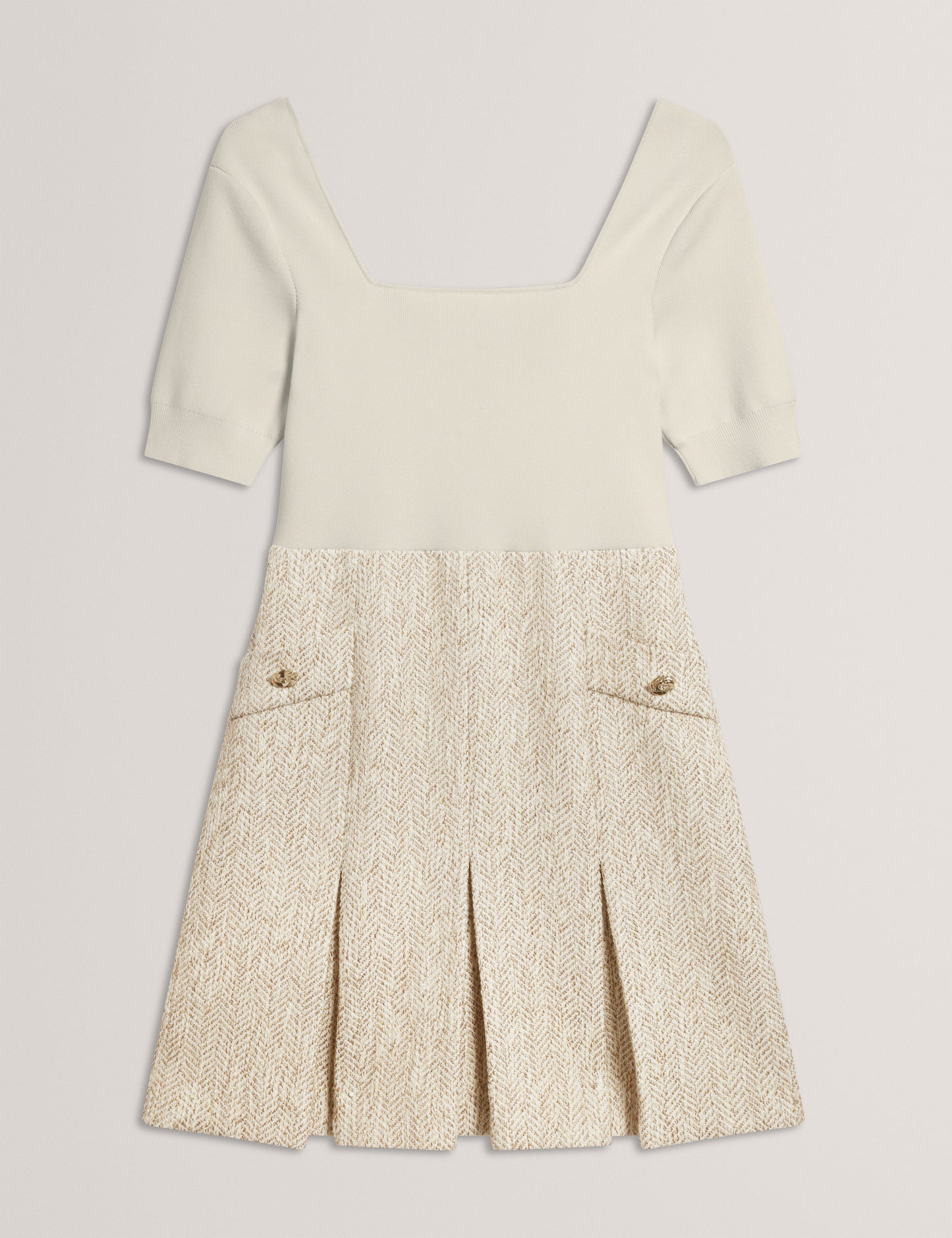 VULPAD: Knit Bodice Boucle Mini Dress