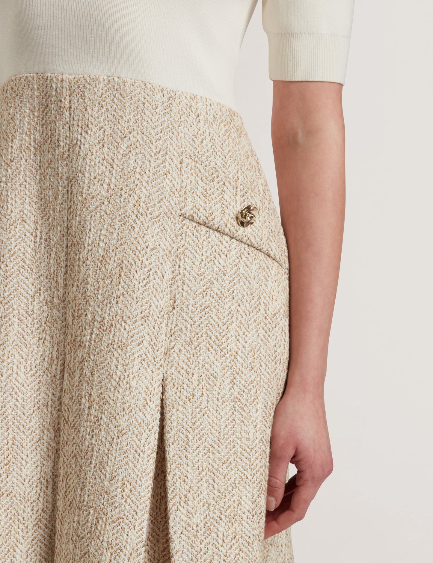 VULPAD: Knit Bodice Boucle Mini Dress
