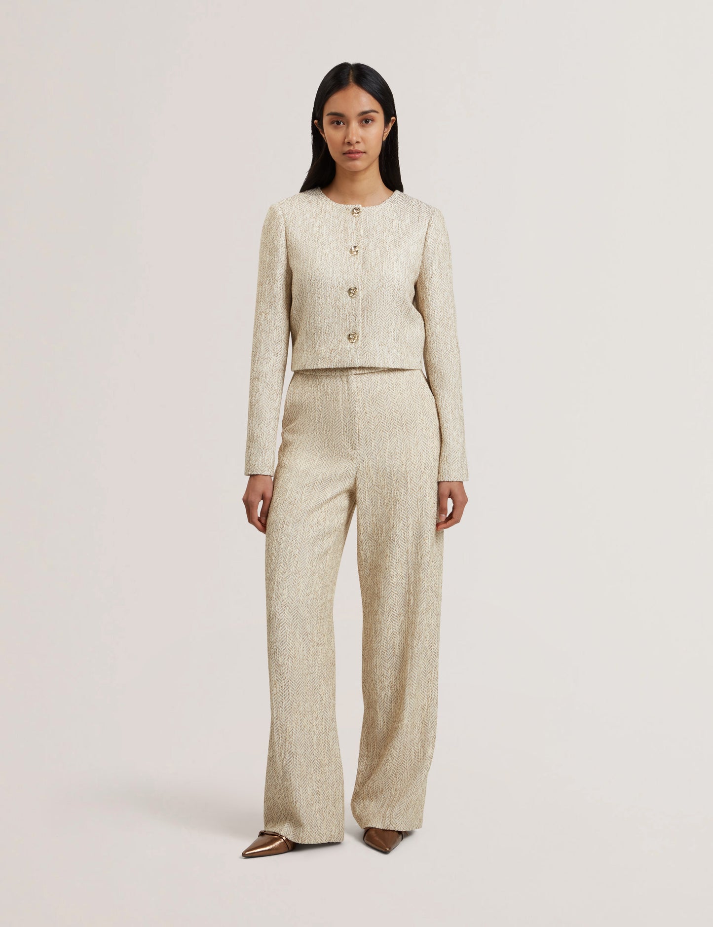 Women's VULPAT-Tailored Boucle Wide Leg Trouser