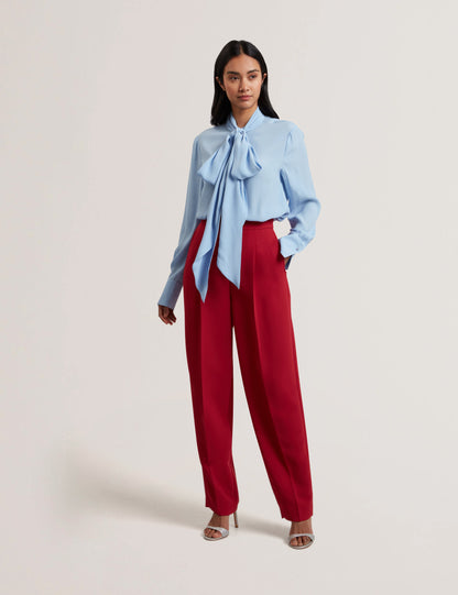 Women's ZAKIIA-Scarf Detail Long Sleeve Blouse Lt-Blue