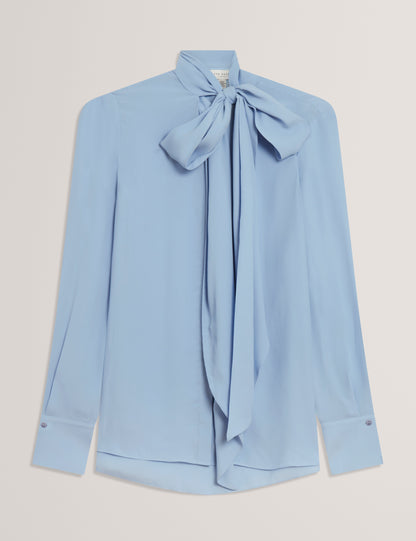 Women's ZAKIIA-Scarf Detail Long Sleeve Blouse Lt-Blue