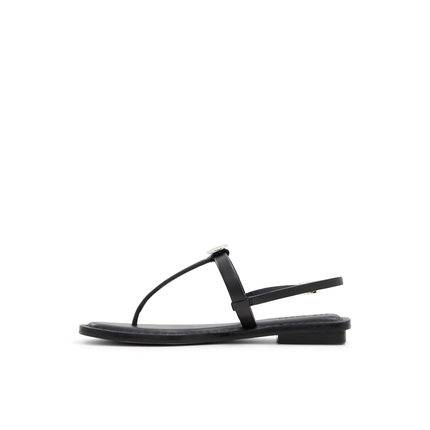 Women's Harpurr-Flat T-Strap Sandal & Signat Coin Black