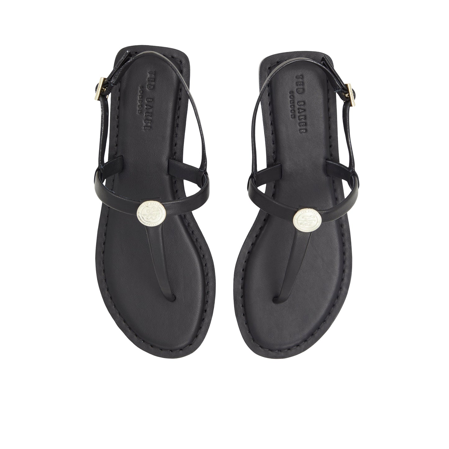Women's Harpurr-Flat T-Strap Sandal & Signat Coin Black