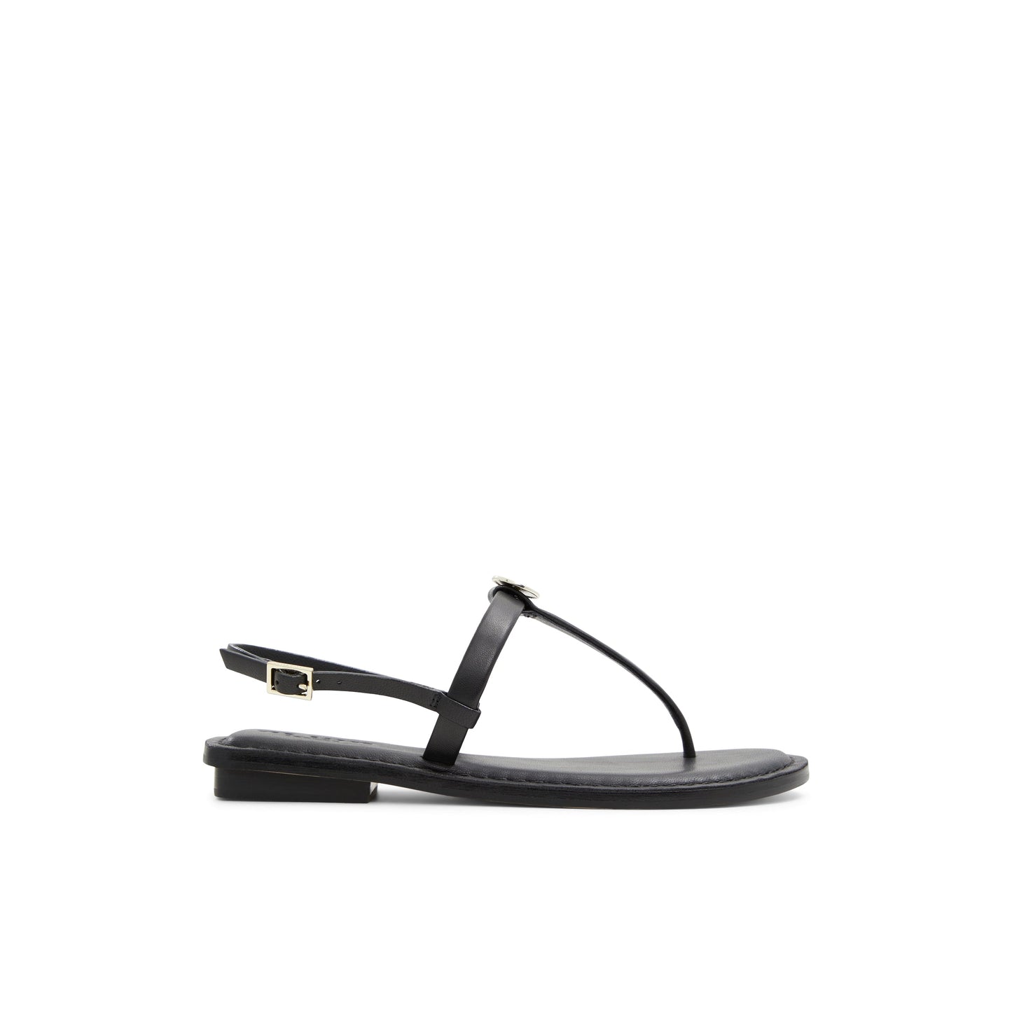 Women's Harpurr-Flat T-Strap Sandal & Signat Coin Black