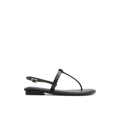 Women's Harpurr-Flat T-Strap Sandal & Signat Coin Black