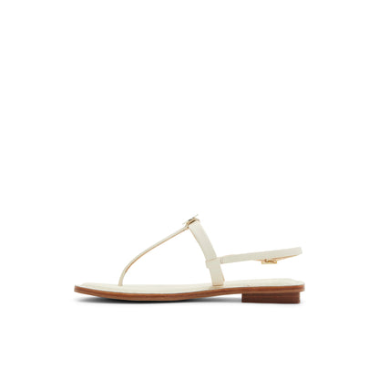 Women's Harpurr-Flat T-Strap Sandal & Signat Coin Ecru