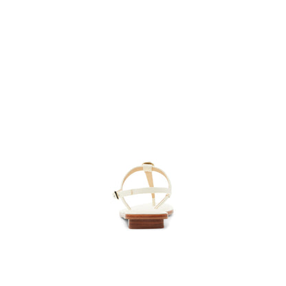 Women's Harpurr-Flat T-Strap Sandal & Signat Coin Ecru