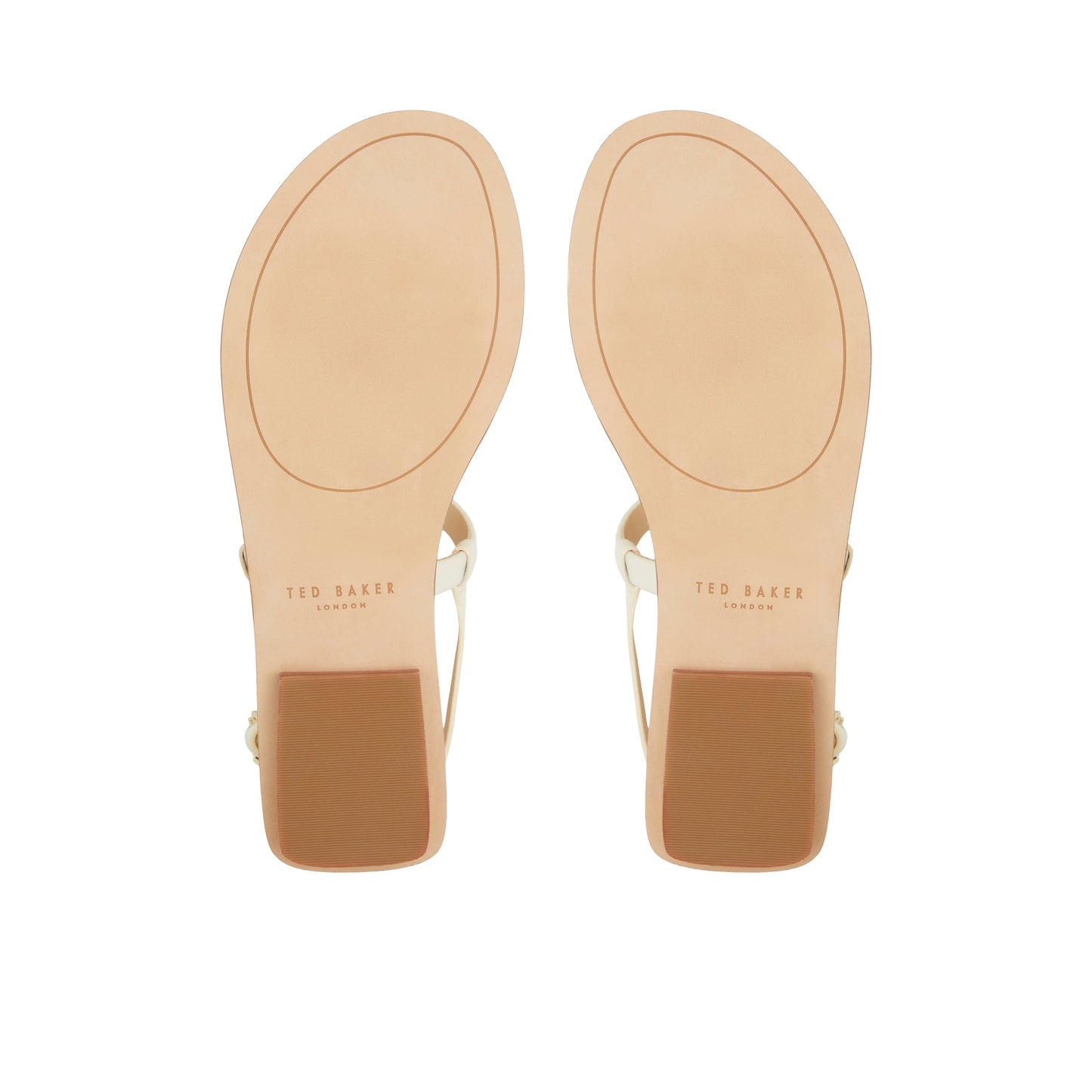 Women's Harpurr-Flat T-Strap Sandal & Signat Coin Ecru