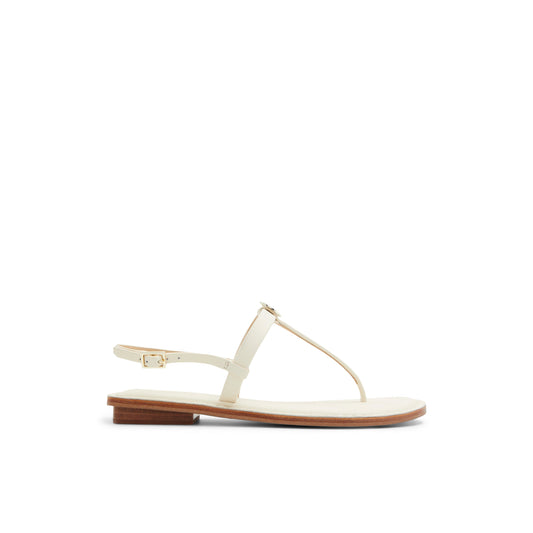 Women's Harpurr-Flat T-Strap Sandal & Signat Coin Ecru
