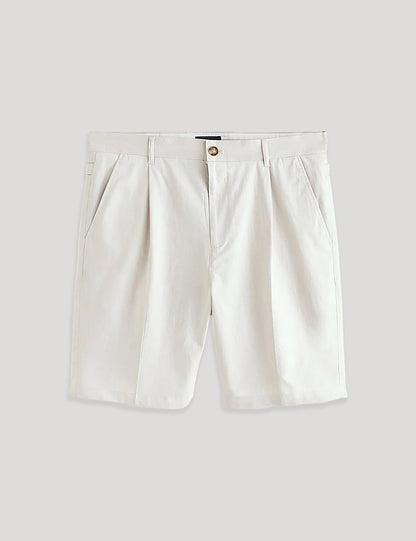Men's MURLEY-Cotton Linen Pleated Short Ecru