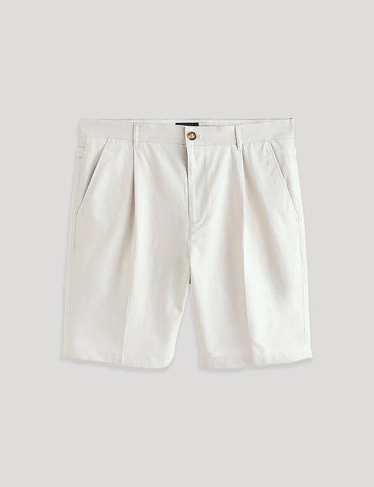 Men's MURLEY-Cotton Linen Pleated Short Ecru