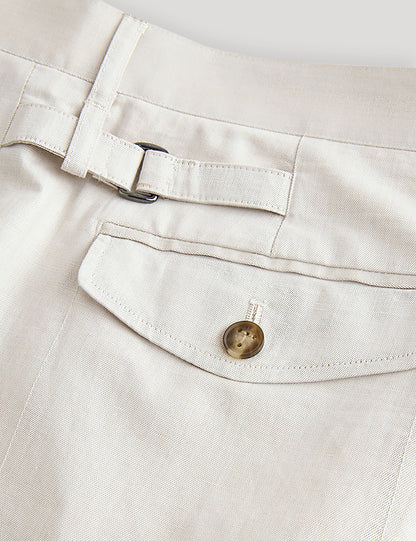 Men's MURLEY-Cotton Linen Pleated Short Ecru