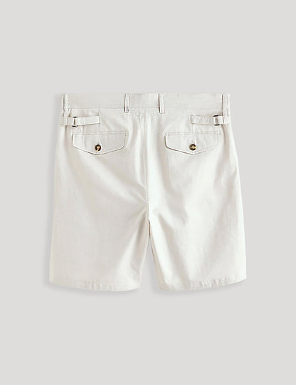 Men's MURLEY-Cotton Linen Pleated Short Ecru