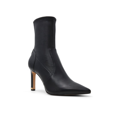 Women's Pipeer-Suede Heeled Sock Boot Black