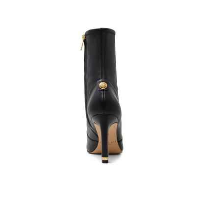 Women's Pipeer-Suede Heeled Sock Boot Black