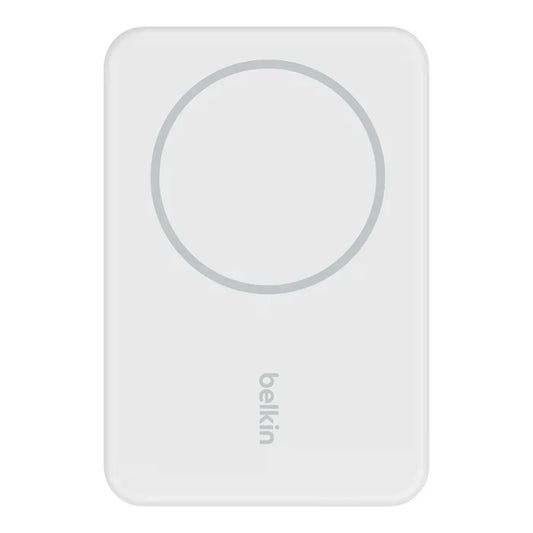 BELKIN BOOSTCHARGE Magnetic Wireless PowerBank 5000 Mah + Stand - For Apple iPhone 12/13/14 and Higher Models - White