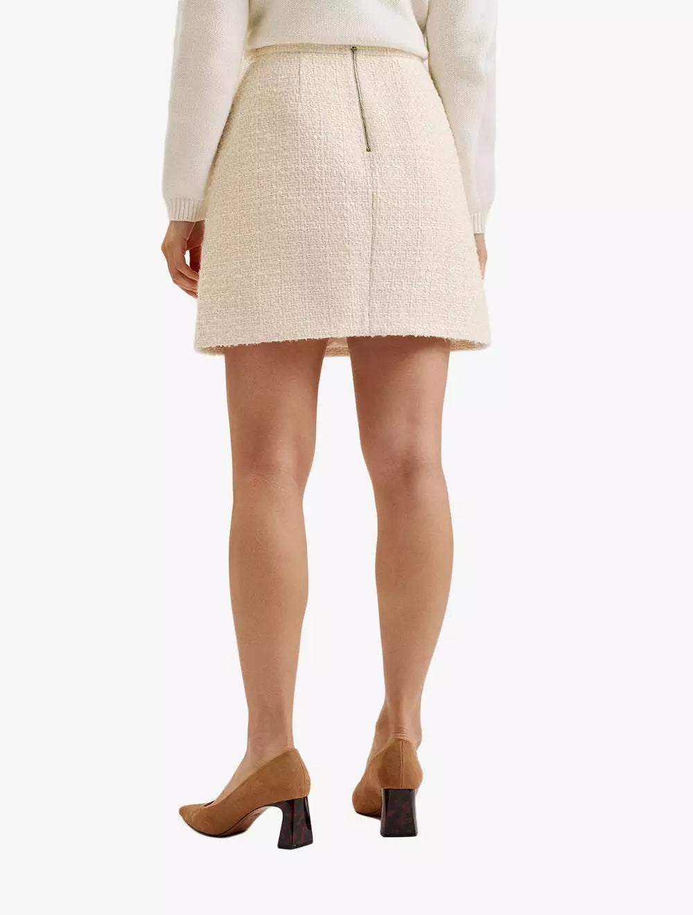 Women's Komam-Rose Button Knit Bodice Boucle Mini Skirt