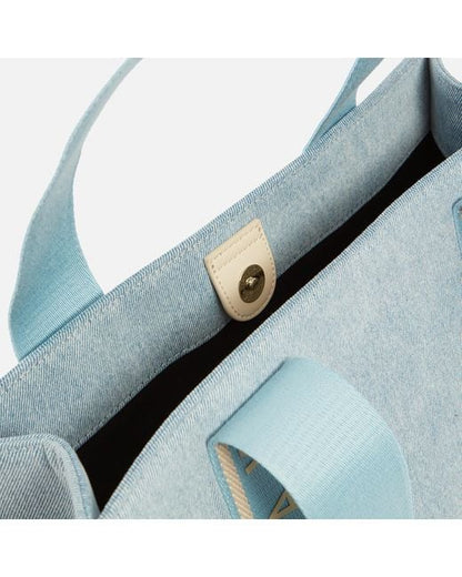 Women's Jeanee-Webbing Medium Denim Tote Bag Lt-Blue