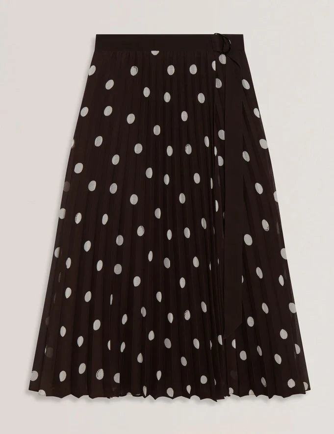 Women's EREO-Polka Dot Pleated Midi Skirt