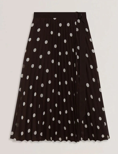 Women's EREO-Polka Dot Pleated Midi Skirt